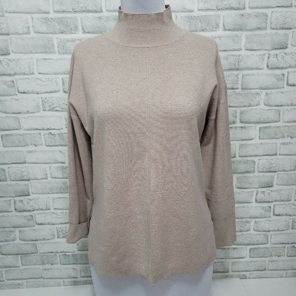 Banana Republic Size S Lenzing Ecovero Serene Turtleneck Sweater‎ Light Taupe - Picture 1 of 8